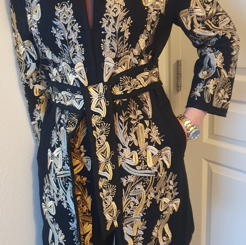 Stunning Elegant Black and Gold Embroidered Coat!